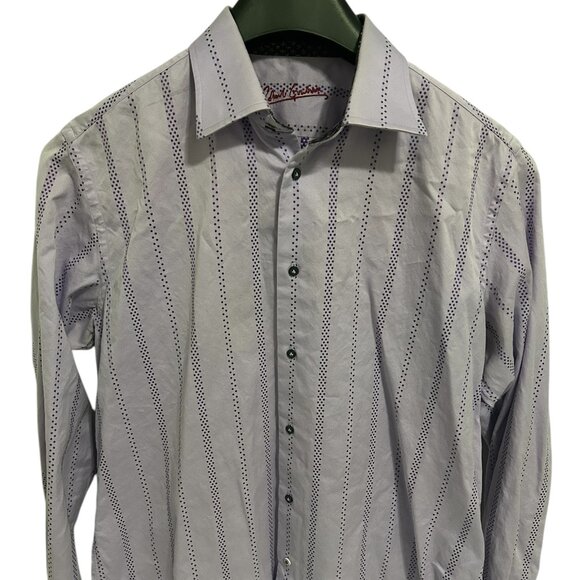 Robert Graham Men's Shirt Size Large Geometric Purple Long Sleeve 100% Cotton - Picture 1 of 5